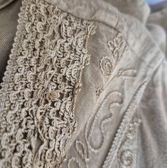 Coldwater Creek Beige Detailed Tonal Embroidered Short Sleeve Dress - Size S - Picture 11 of 12